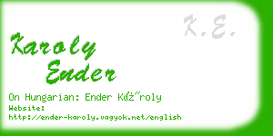karoly ender business card
